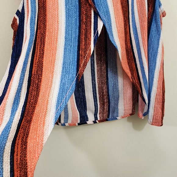 LuLus beyond the sea peach striped open back crop top woman's size Medium - Picture 6 of 8